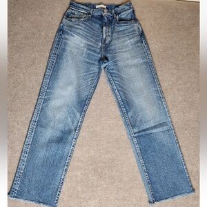 Moussy Vintage Howa Womens Jeans Size 27x28 Frayed Hem Stretch Whiskered  Denim
